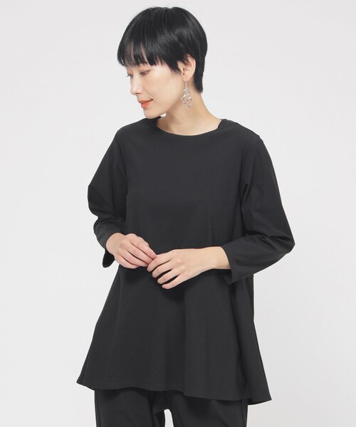 tシャツ 「接触冷感」「UV対策」「ウォッシャブル」ハイゲージメリルチュニックカットソー レディース