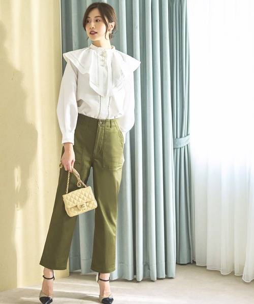 [RUIRUE BOUTIQUE] длинный рукав блуза S зеленый женский 