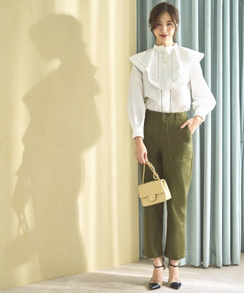[RUIRUE BOUTIQUE] длинный рукав блуза S зеленый женский 