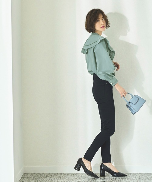 [RUIRUE BOUTIQUE] длинный рукав блуза S зеленый женский 