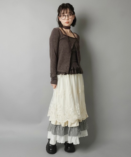 SPINNS（スピンズ） スカート 重ねた質感がとびきり可愛い♪異素材