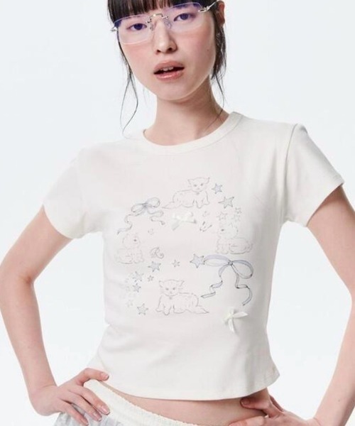 tシャツ 「runningHIGH」RIBBON CAT H/S TEE レディース runningHIGH tシャツ 「runningHIGH」RIBBON CAT H/S TEE