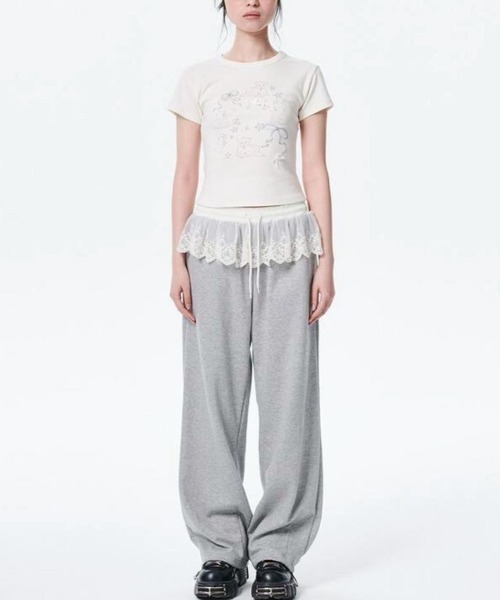 tシャツ A'GEM/9 × .kom「runningHIGH/ランニングハイ」RIBBON CAT T-Shirt/リボンキャット Tシャツ レディ A'GEM/9 × .kom『runningHIGH/ランニングハイ』RIBBON CAT T