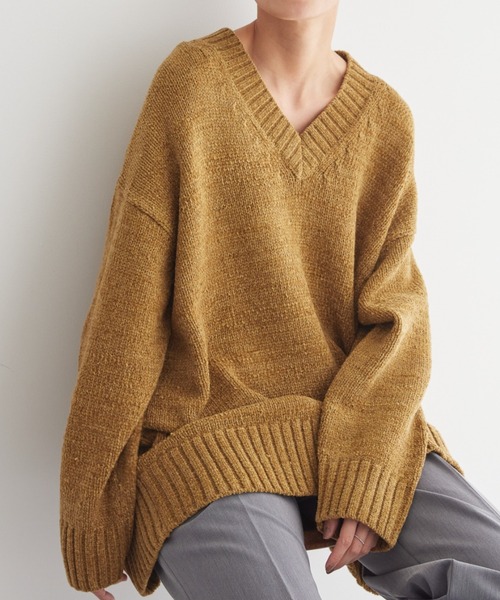 AMERICAN HOLIC（アメリカンホリック） Vネックニット L キャメル