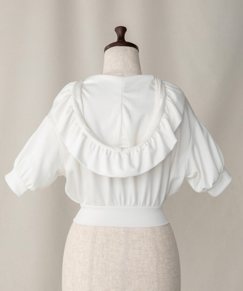 PriCHOU パーカー Short Zip Frill Hoodie/ショートジップフリル