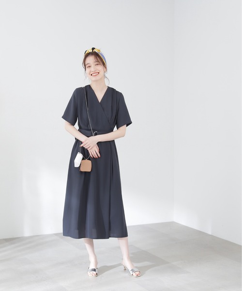 美品♡半袖ワンピース Tadashi Shoji 「Tadashi 」 半袖ワンピース 4 ネイビー