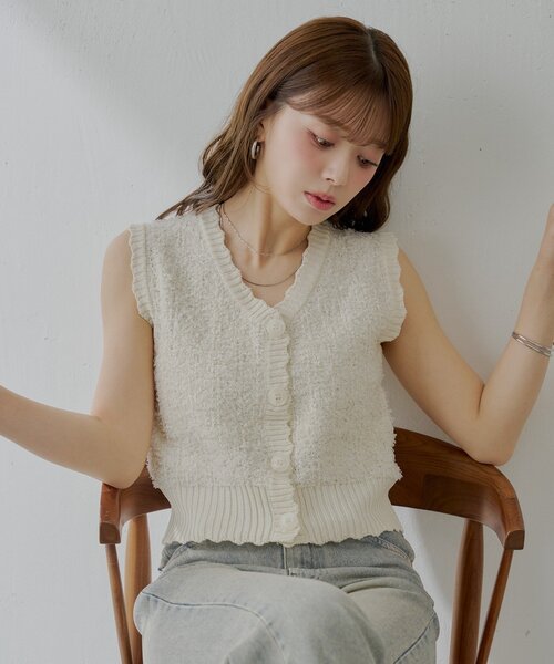美品！ sono ソーノベージュツイードノースリーブベスト ジレ 美品！ sono ソーノベージュツイードノースリーブベスト ジレ
