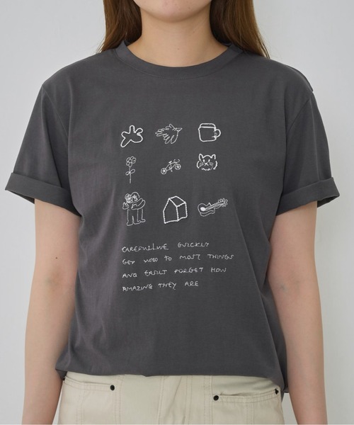 Enewd nina tシャツ 半袖 「zozo限定」ゆるゆる 癒し 手書き風