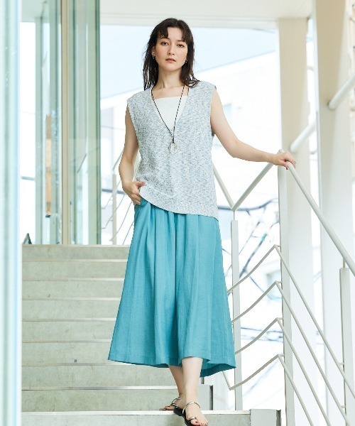 qualite ベスト ジレ カスリヤーン畦深Vニット/サマーニット