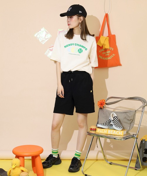 NERDY ハーフパンツ パンツ ワッペンハーフパンツ レディース