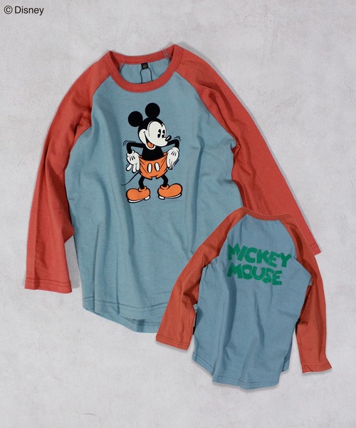 Disney World ディズニーワールド ミッキー ラグラン 長袖Tシャツ Disney tシャツ 「Disney」ミッキーマウスラグランロンT/おとな