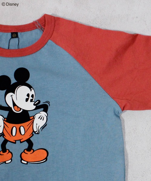 Mickey Mouse　ミッキーマウス　半袖Tシャツ　ラグラン袖　L　ネクタイ Disney tシャツ 「Disney」ミッキーマウスラグランロンT/おとな