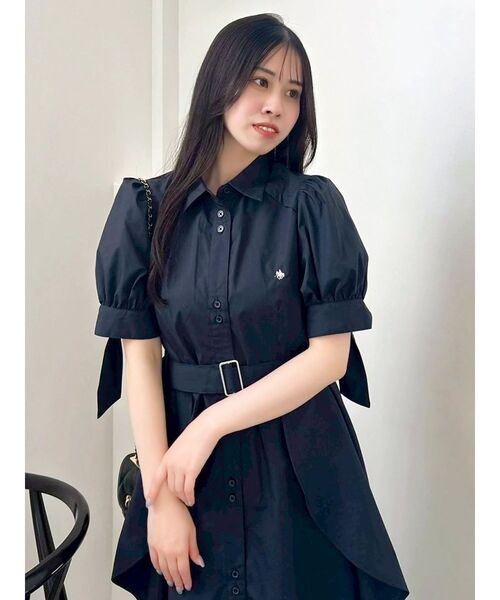美品✨ダズリン POLO BCSコラボ ヘムレイヤードシャツワンピース　ネイビー dazzlin（ダズリン）の「【POLO BCS コラボ】ヘムレイヤード
