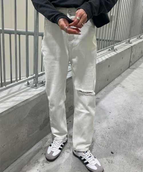 「ISOOK」 デニムパンツ M ホワイト レディース