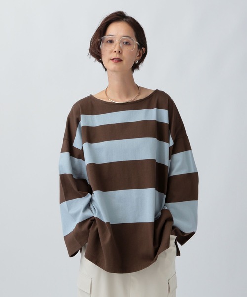 LEPSIM（レプシィム） tシャツ 袖ワイドランダムボーダープルオーバー