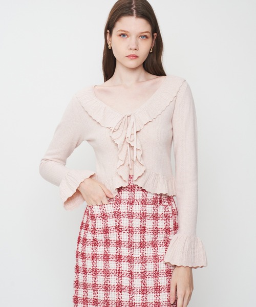 DEICY（デイシー） カーディガン アイレットフリルニットカーディガン