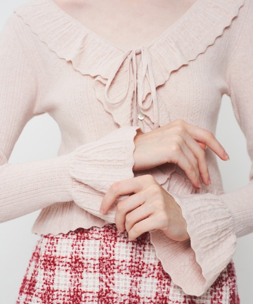 Deicyアイレットフリルニットカーディガン DEICY（デイシー） カーディガン アイレットフリルニットカーディガン