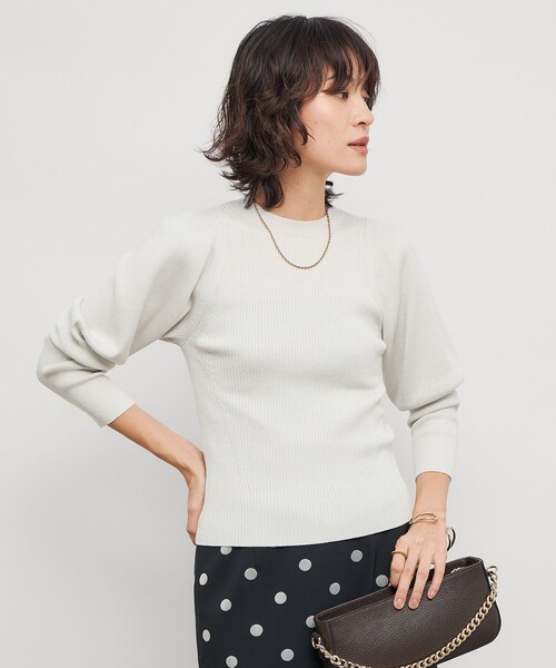 Drawer アイボリー パフスリーブニット NOLLEY'S（ノーリーズ） ニット セーター 「手洗い可能」リブ