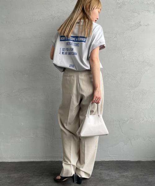 「AMERICANA」 半袖Tシャツ F ライトグレー レディース_画像5