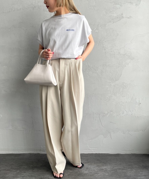 「AMERICANA」 半袖Tシャツ F ライトグレー レディース_画像7