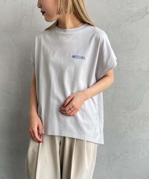 「AMERICANA」 半袖Tシャツ F ライトグレー レディース_画像8