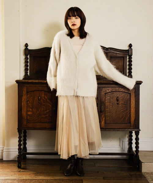mysty woman - ★りか★カーディガンとCHANELフレアパンツ mysty woman（ミスティウーマン） カーディガン 接結シャギーニット