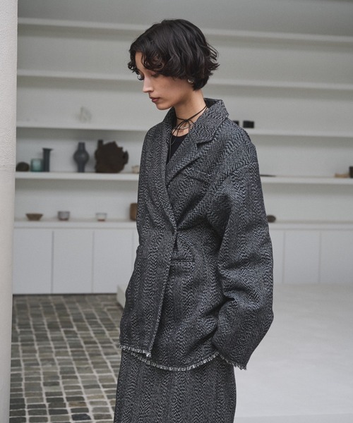 AIC. ジャケット テーラードジャケット アシンメトリーツイード