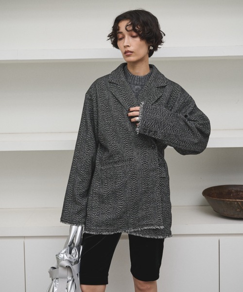 AIC. ジャケット テーラードジャケット アシンメトリーツイード