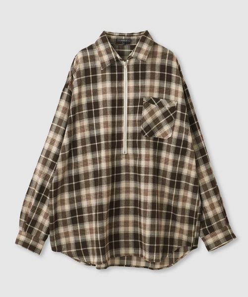 blackmeans オンブレチェックハーフネルシャツ NAVY シャツ ハーフZIPオンブレチェックネルシャツ メンズ レディース