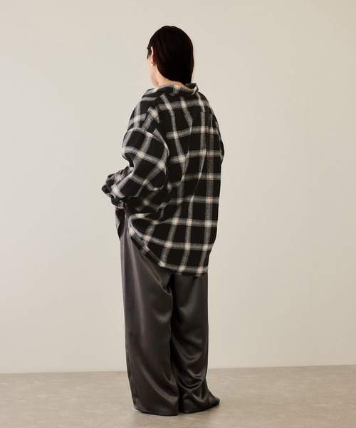 NAVY シャツ ハーフZIPオンブレチェックネルシャツ メンズ レディース