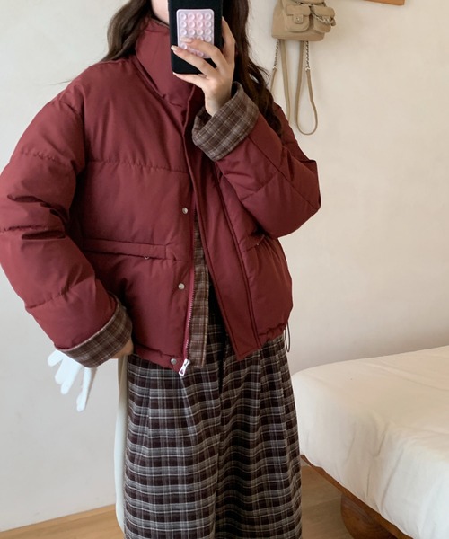 emi+ ブルゾン アウター ドロストチェックドッキング中綿ブルゾン