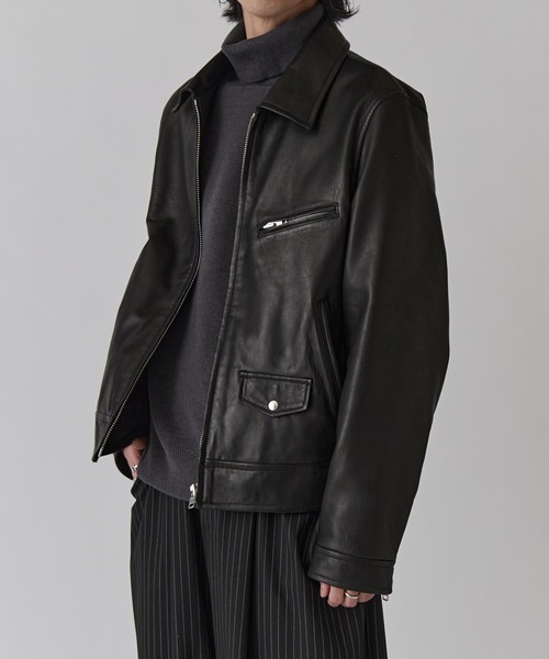 Lui's レザージャケット　ブラック Lui's（ルイス） 革ジャン ライダース NATURAL TAN SHEEP LEATHER Noir