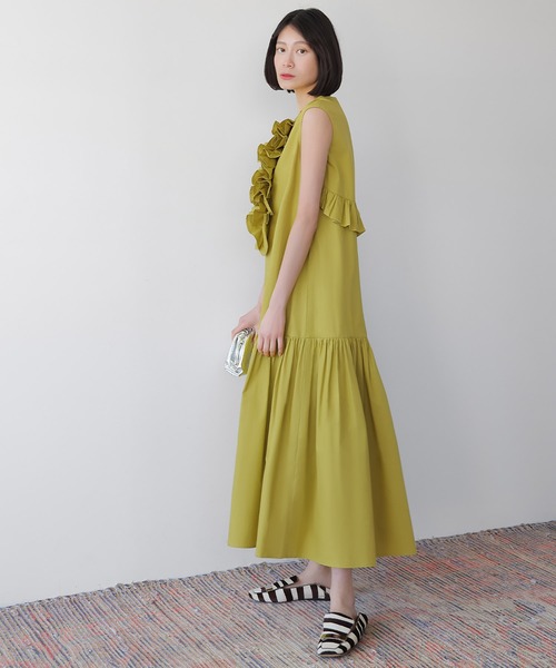 ELFRANK ノースリーブワンピース FREE イエロー レディース : ZOZOTOWN