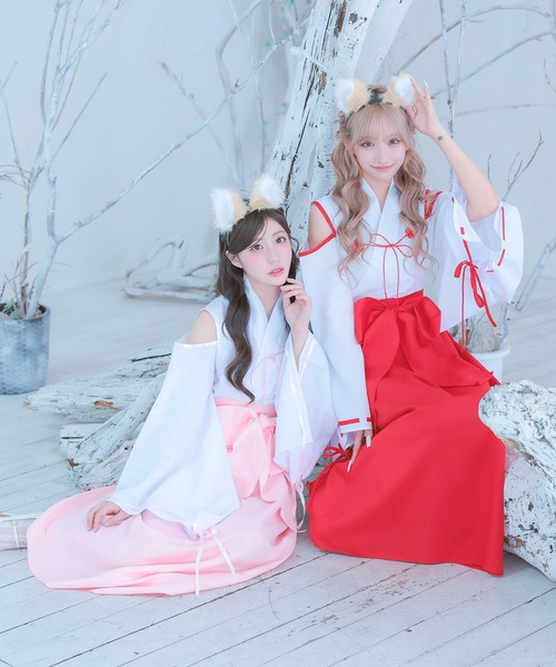 Tika（ティカ） コスプレ コスプレ アニマル 巫女 狐 体型カバー 長袖