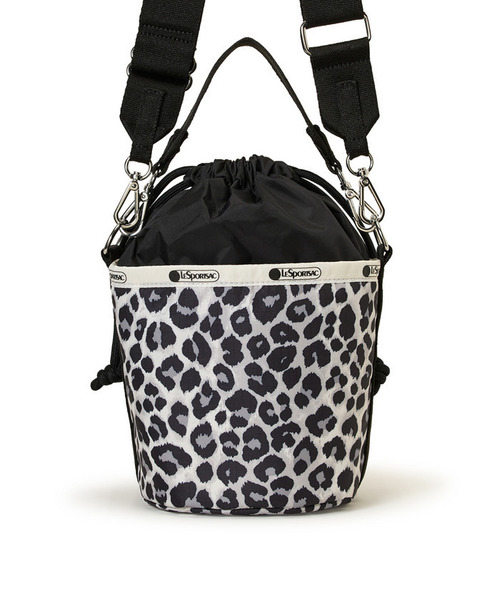 【レスポートサック】アニマル レオパード ショルダーバッグ 総柄 黒×グレー SMALL BUCKET BAG｜ショルダーバッグ/斜め掛け｜バッグ