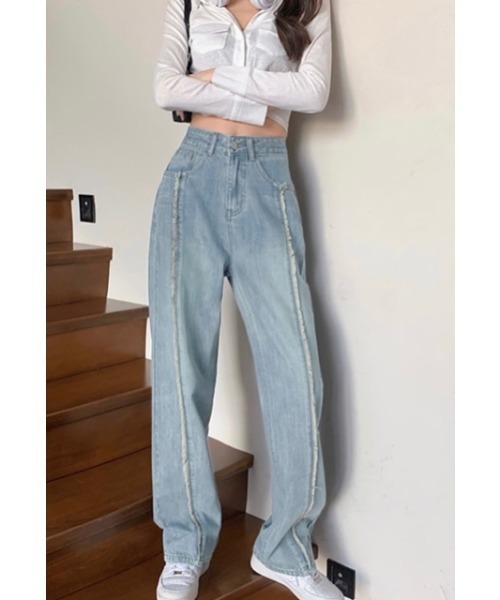 [LADY LIKE] Denim брюки M sax голубой женский 