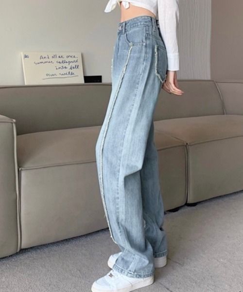 [LADY LIKE] Denim брюки M sax голубой женский 