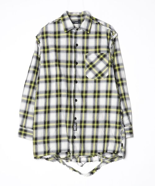 ★*★様 美品　DIESEL チェック柄シャツ Lサイズ イエロー DIESEL（ディーゼル） 長袖シャツ X-SMALL ブラック×イエロー メンズ