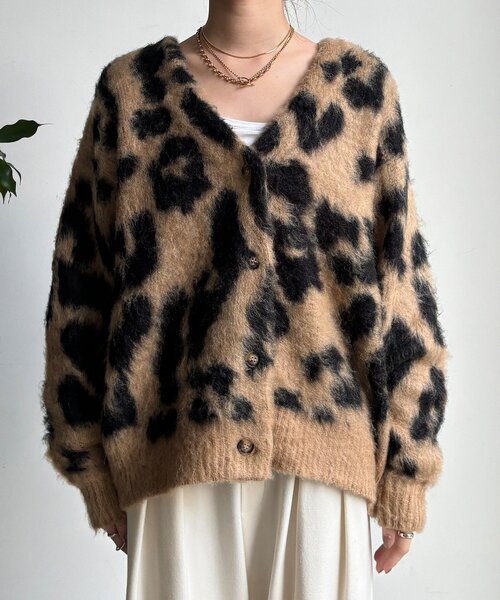 DouDou（ドゥドゥ） カーディガン 「WEB限定」レオパードジャガード