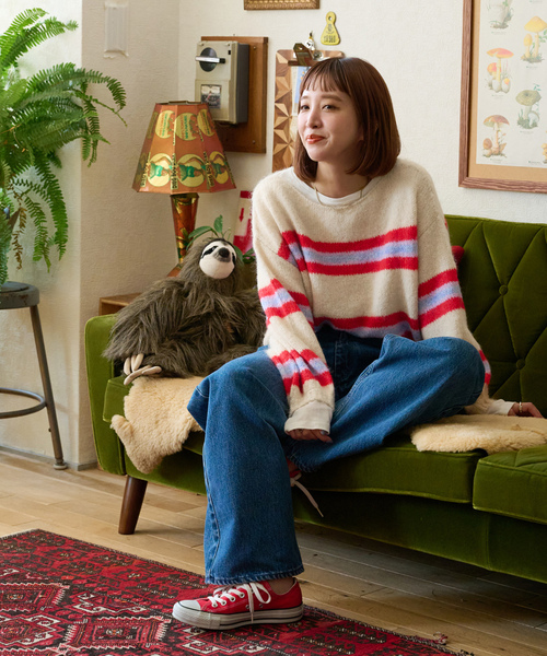 「B.C STOCK」 「Simplicite」長袖ニット FREE ブルー レディース_画像2