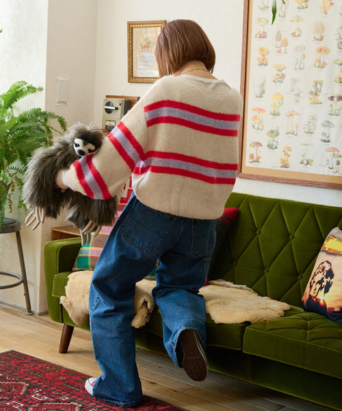 「B.C STOCK」 「Simplicite」長袖ニット FREE ブルー レディース_画像4