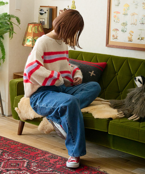 「B.C STOCK」 「Simplicite」長袖ニット FREE ブルー レディース_画像5