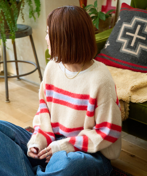 「B.C STOCK」 「Simplicite」長袖ニット FREE ブルー レディース_画像7