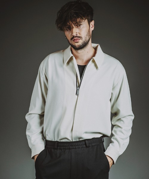 NO ID.（ノーアイディー） シャツ ms6351-フライフロントハーフZIP-SH