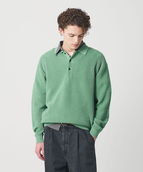 美品Roku Beauty&amp;Youthポロニットグリーン 6(ROKU) BEAUTY & YOUTH UNITED ARROWS(ロクビューティーアンドユース