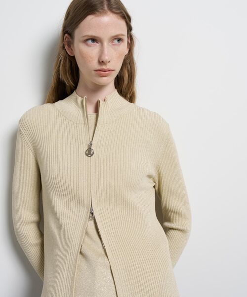 LANVIN en Bleu ニット セーター ラメジップアップリブニット