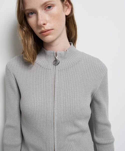 LANVIN en Bleu ニット セーター ラメジップアップリブニット