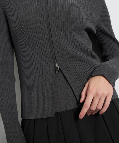 LANVIN en Bleu ニット セーター ラメジップアップリブニット 