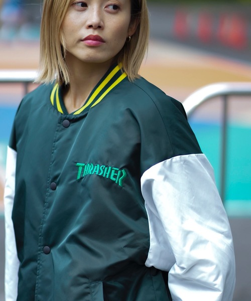 「THRASHER」 スタジャン LARGE グリーン メンズ_画像6