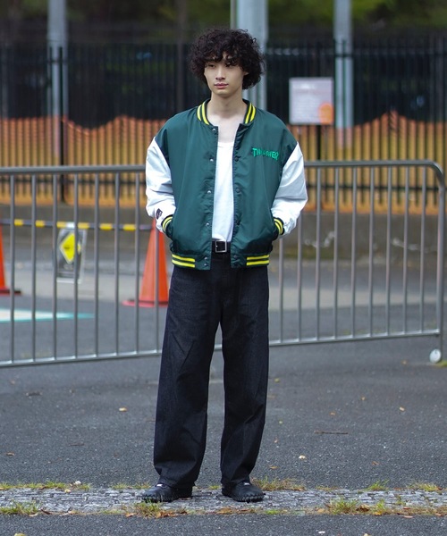 「THRASHER」 スタジャン LARGE グリーン メンズ_画像8